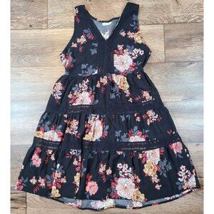 Maurices Babydoll Black Flowers Floral Lace Light Sundress Women's Size Medium